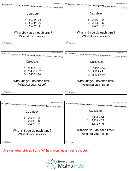 Perform Mental Calculations, Including with Mixed Operations and Large Numbers 2 - Reasoning