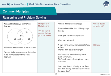 Common multiples: Reasoning and Problem Solving