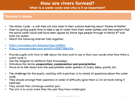 What is a water cycle and why is it so important?  - Teacher notes