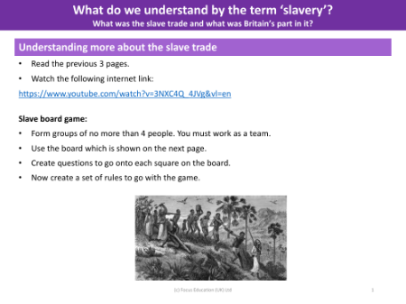 Understanding more about the slave trade - Slavery - Year 5