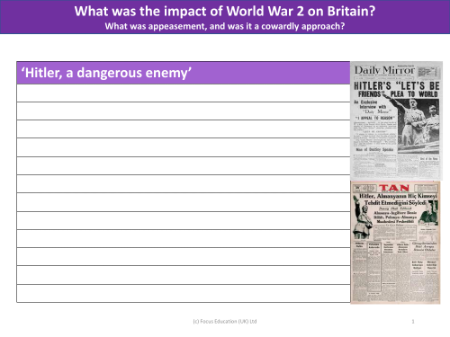 Hitler, a dangerous enemy - Writing task
