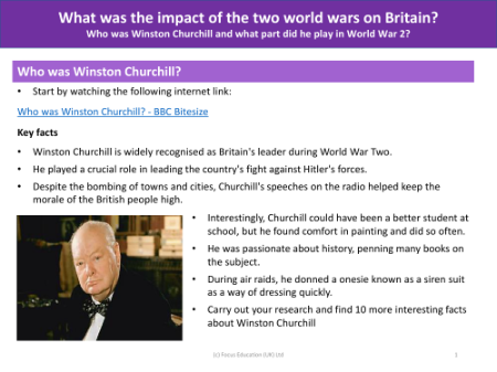 Who was Winston Churchill? - Key Facts - World War 1 and 2 - Year 6