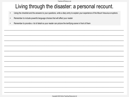 Volcanoes - Unit 4 - Personal Recount Worksheet