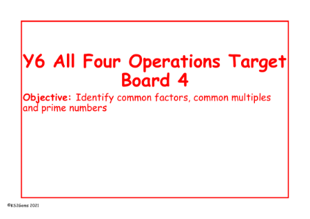 Factors, Multiples and Primes Target Board
