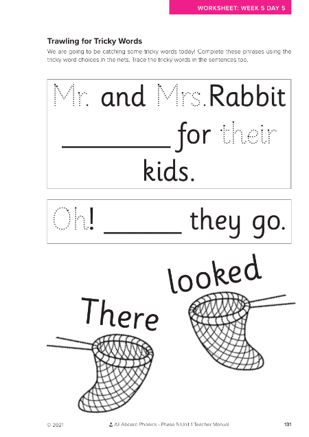 Review Trawling for Tricky Words activity - Worksheet