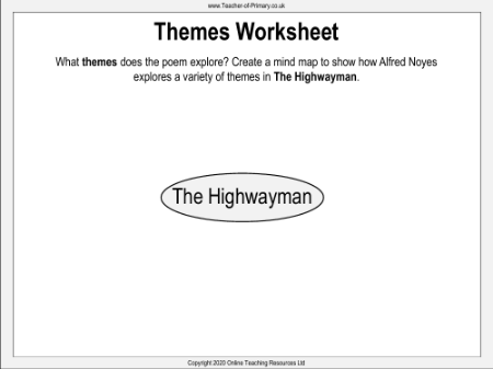 The Highwayman - Lesson 14 - Themes Worksheet