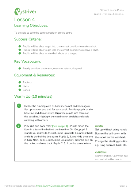 Tennis - Lesson 4