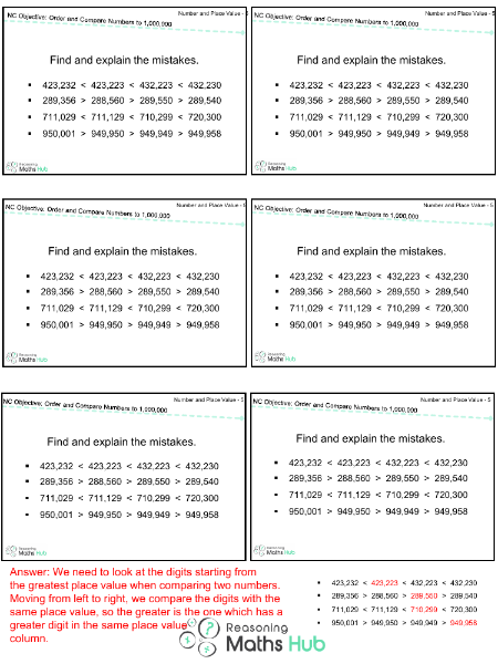 Compare and Order Numbers to at least 1,000,000 8 - Reasoning