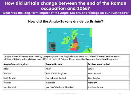 How did the Anglo-Saxons divide up Britain? - Info sheet
