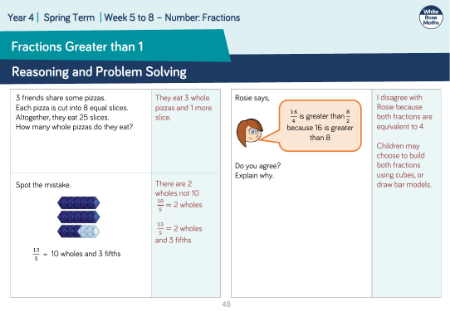 Fractions greater than 1: Reasoning and Problem Solving