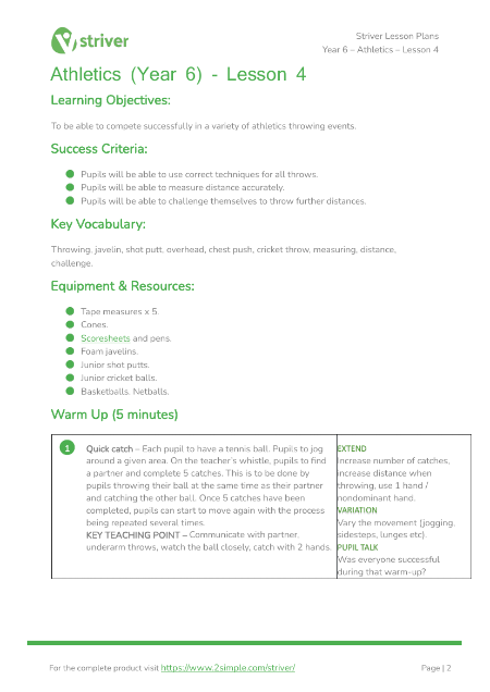 Athletics - Lesson 4