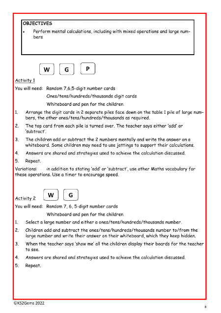 Mental calculations with mixed operations worksheet