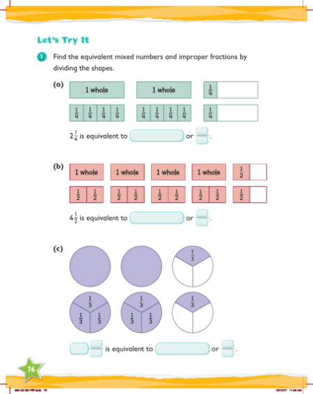 Max Maths, Year 3, Try it, Mixed numbers and improper fractions