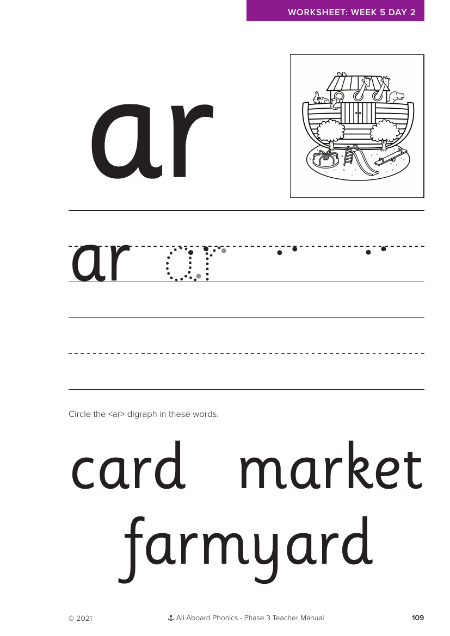 Letter formation - "ar" Phonics phase 3  - Worksheet 