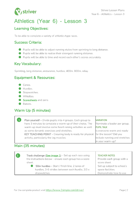 Athletics - Lesson 3