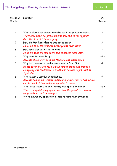 5. Reading Comprehension Answers