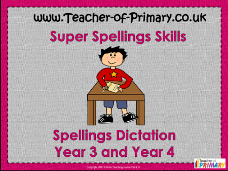 Spellings Dictation 2nd Grade and 3rd Grade - PowerPoint