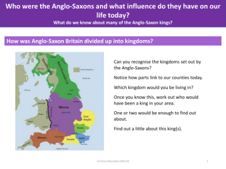 How was Anglo-Saxon Britain divided up into kingdoms? - Worksheet - Year 5
