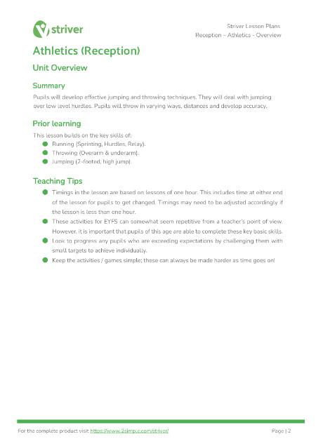 Athletics - Unit Overview