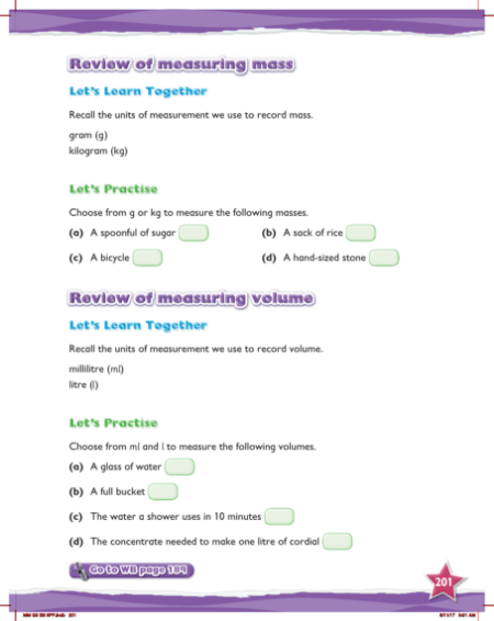 Max Maths, Year 5, Practice, Review of measuring volume