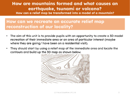 Create a model of a mountain from a relief map - Investigation instructions