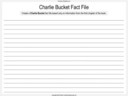 Charlie and the Chocolate Factory - Lesson 2: Introducing Charlie - Charlie Bucket Fact File