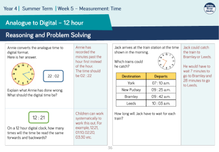 Analogue to Digital - 12 hour: Reasoning and Problem Solving