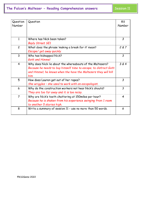 5. Reading Comprehension answers