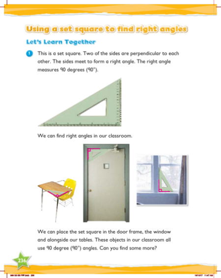 Max Maths, Year 3, Learn together, Using a set square to find right angles (1)