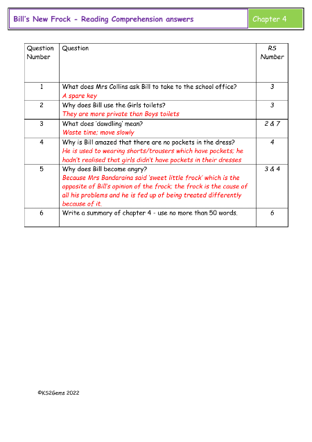 4. Reading Comprehension Answers