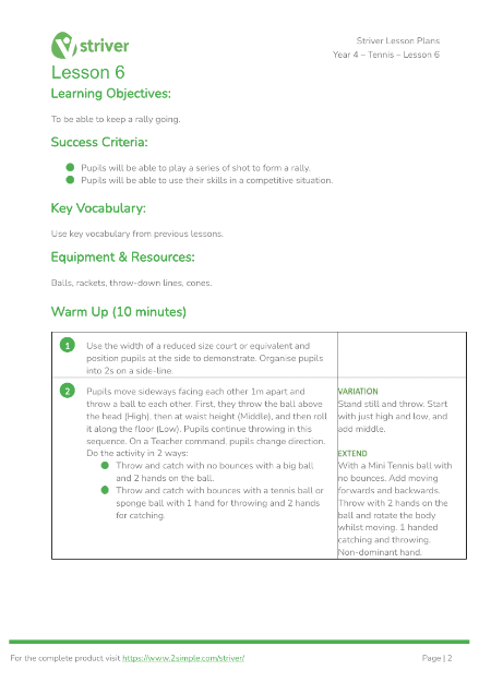 Tennis - Lesson 6