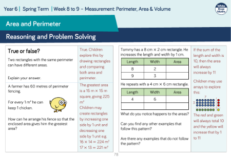 Area and Perimeter: Reasoning and Problem Solving