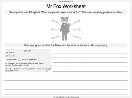 Fantastic Mr Fox - Lesson 3 - Mr Fox Worksheet