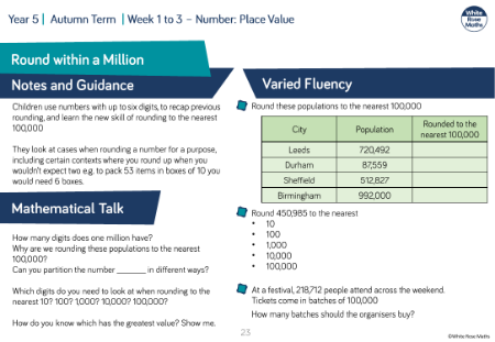 Round numbers to one million: Varied Fluency