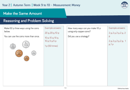 Make the same amount: Reasoning and Problem Solving