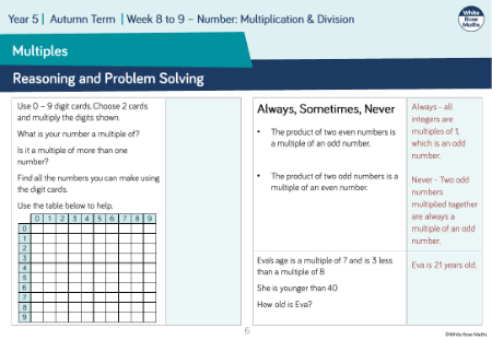 Multiples: Reasoning and Problem Solving