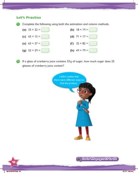 Practice, Multiplying by a 2-digit number