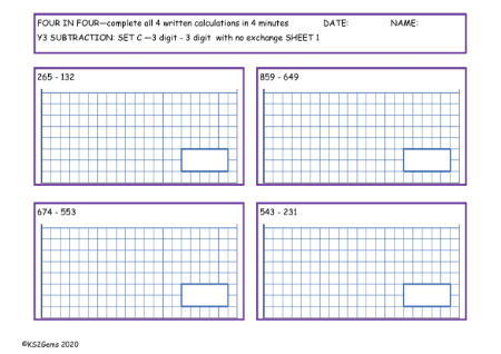 Subtraction Set C - 3d - 3d with no exchange