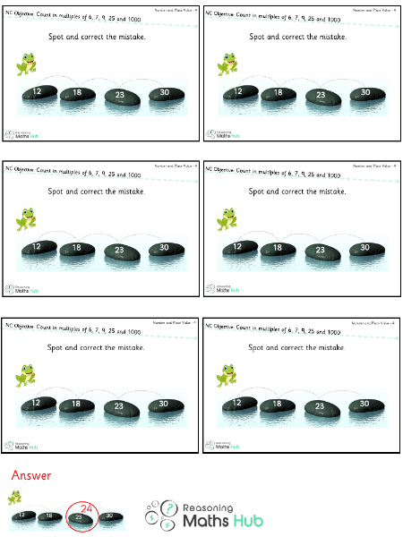 Count in multiples of 6, 7, 9, 25 and 1000 - Reasoning