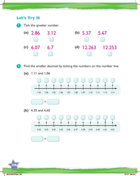 Max Maths, Year 4, Try it, Comparing and ordering decimals (1)