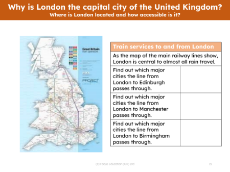 Train services to and from London - Worksheet