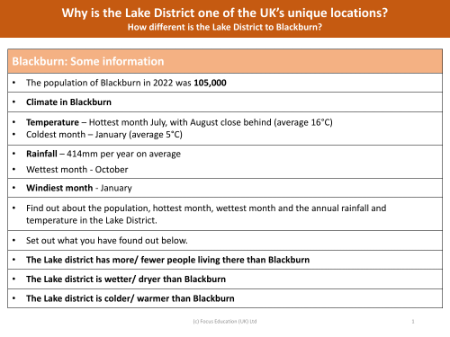 Blackburn: Some Information - Year 3
