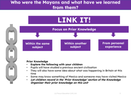 Link it! Prior knowledge - Mayans - 4th Grade
