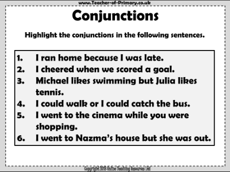Conjunctions - Worksheet