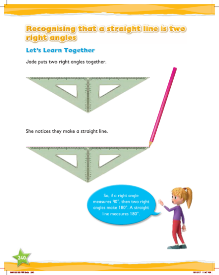 Max Maths, Year 3, Learn together, Recognising that a straight line is two right angles