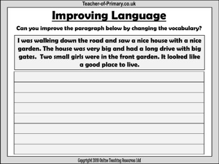 Improving Vocabulary - Worksheet