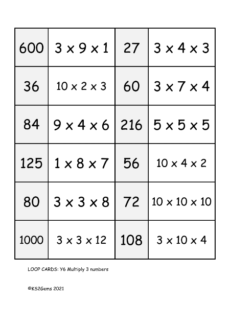 Loop Card Game - Multiply 3 numbers