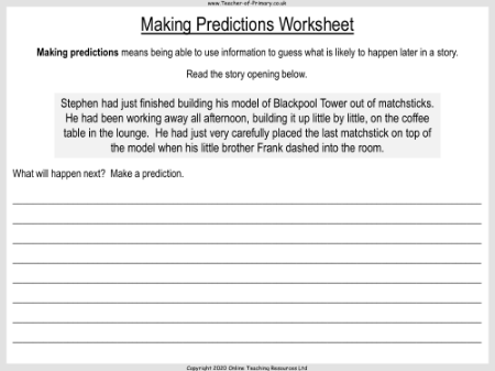 Making Predictions - Worksheet