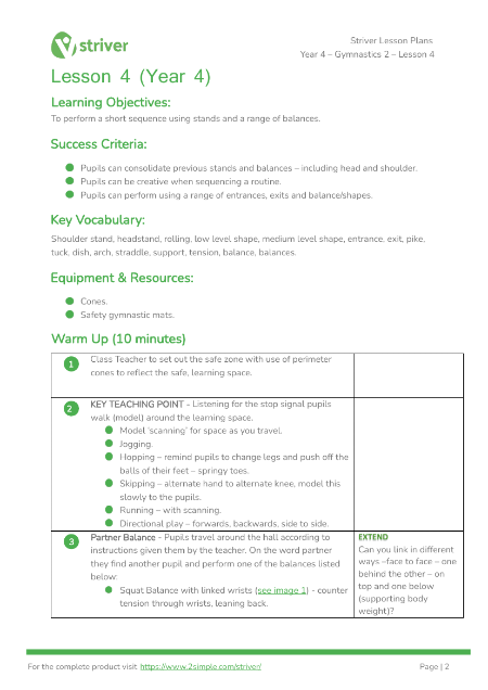 Gymnastics 2 - Lesson 4