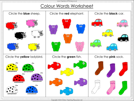 Colour Words - Worksheet